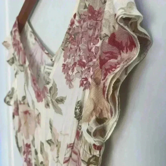 ✨HP✨Frye x Anthropologie Luna Ivory Floral Tiered Gauze Mini Dress size XS - Picture 3 of 6